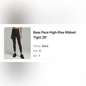 Lululemon Base Pace High Rise Ribbed Leggings